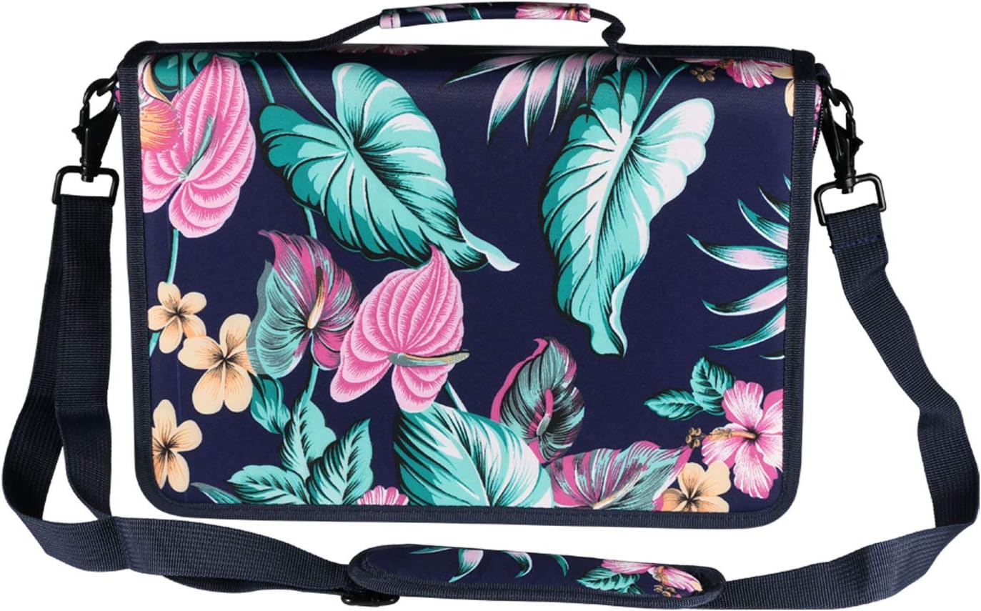 OMALOO 160 Slots Oxford Pencil Case Students Pencil Holder Pouch Wrap Stationary Organizer for Travel, Office, School (Pencils not Included) (Green Leaves)