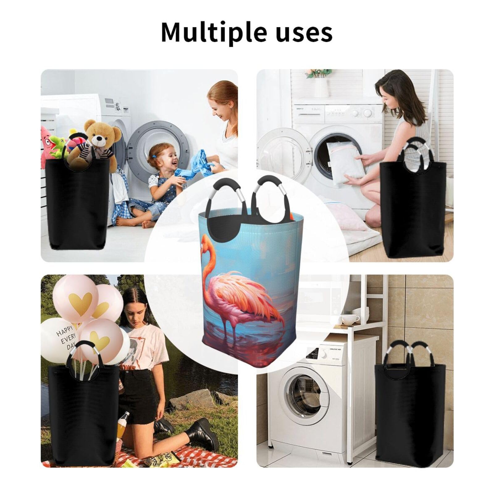 Nice Flamingo Faltbarer quadratischer Aufbewahrungsbeutel, 50 l, Wäschekorb für schmutzige Kleidung, geeignet für Waschküche, Schlafsaal, Schlafzimmer