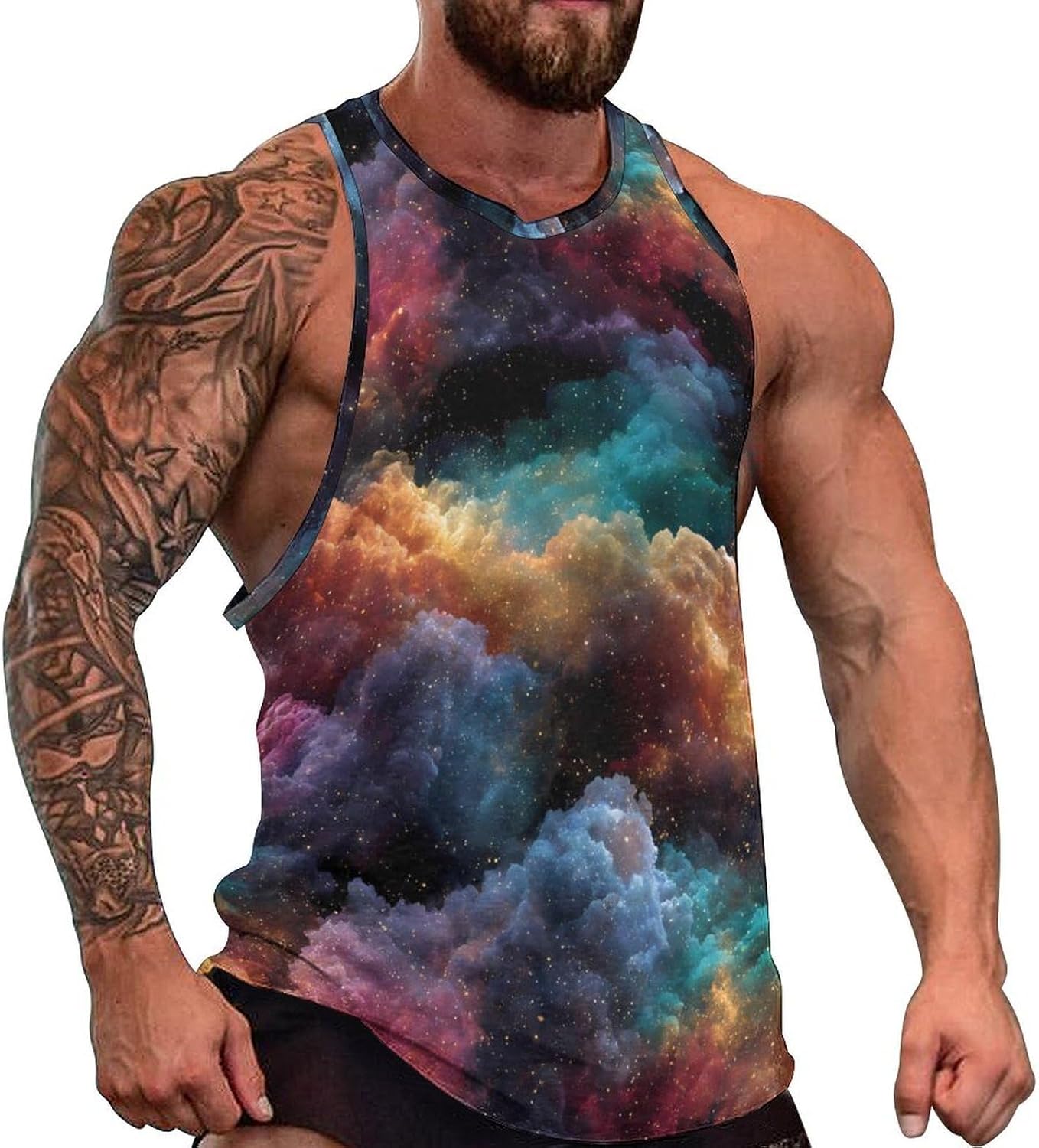 Galaxy Cloud Men's Tank Tops Sleeveless Muscle T-Shirt | Print,Muscle Shirt,for Athletic Running Gym,Workout Shirts,Tee Shirts