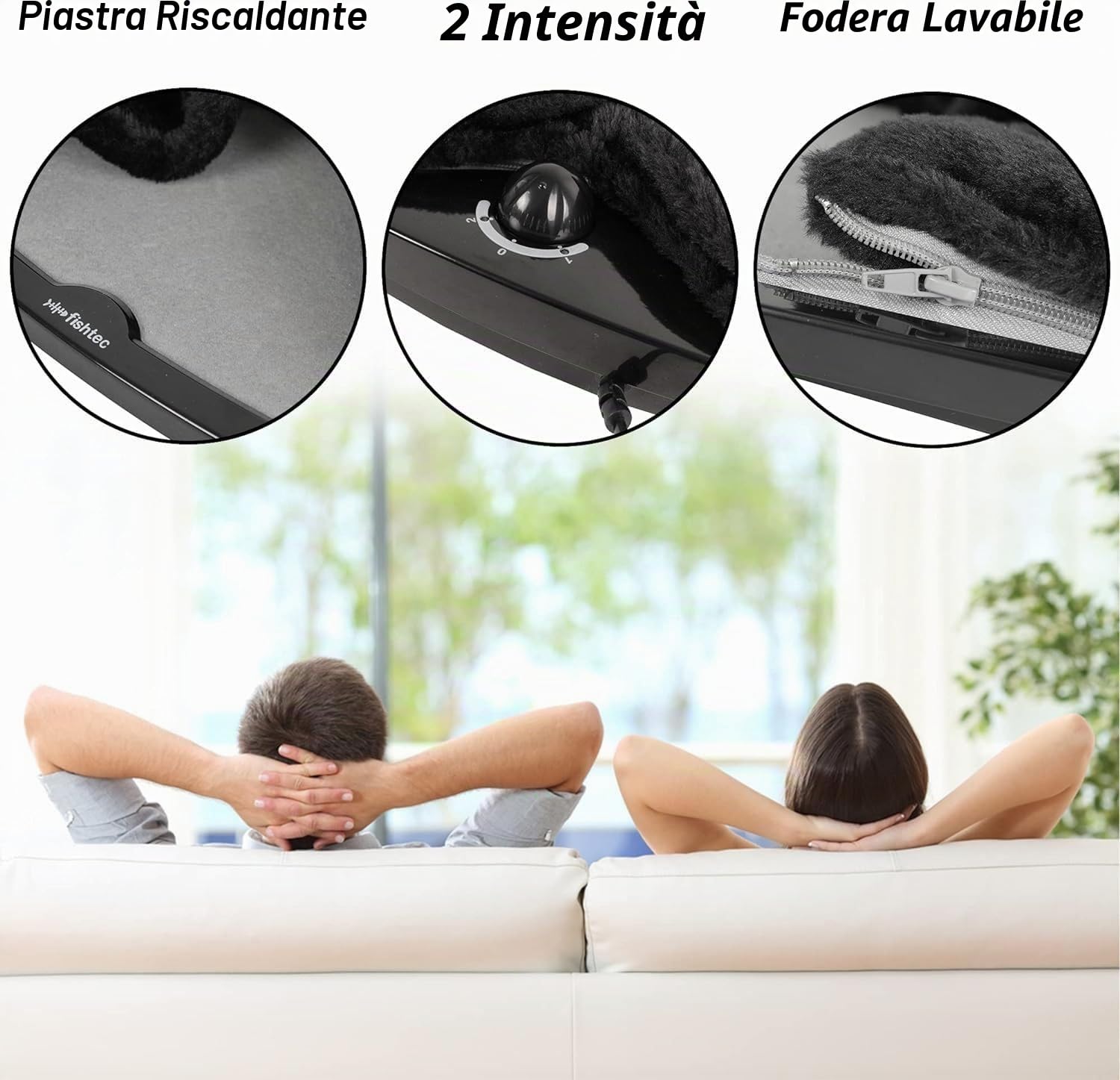 Scaldapiedi Elettrico - Scaldapiedi con Termostato, 2 Livelli di teperatura - Riscalda i piedi in 2 minuti - Fodera lavabile il lavatrice - Nero