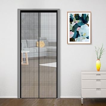 Classic Mosquito Net for Door Fiberglass Magnetic Curtain Auto Closing Insect Screen for All Door Types with Self Adhesive Hook Tape (200X100cms, Black)