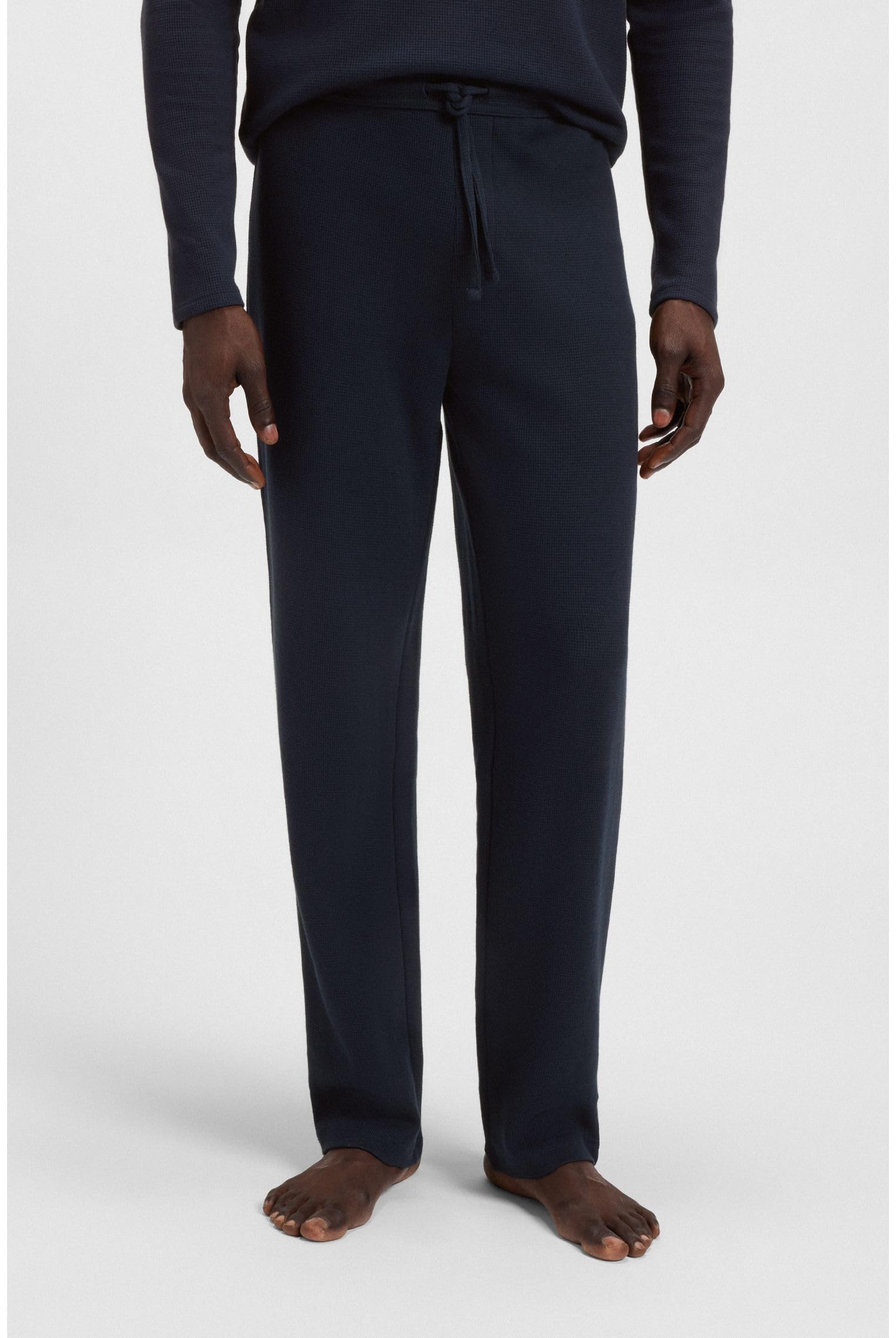 BOSS Herren Waffle Pants Pyjama-Hose aus Baumwoll-Mix mit gesticktem Logo