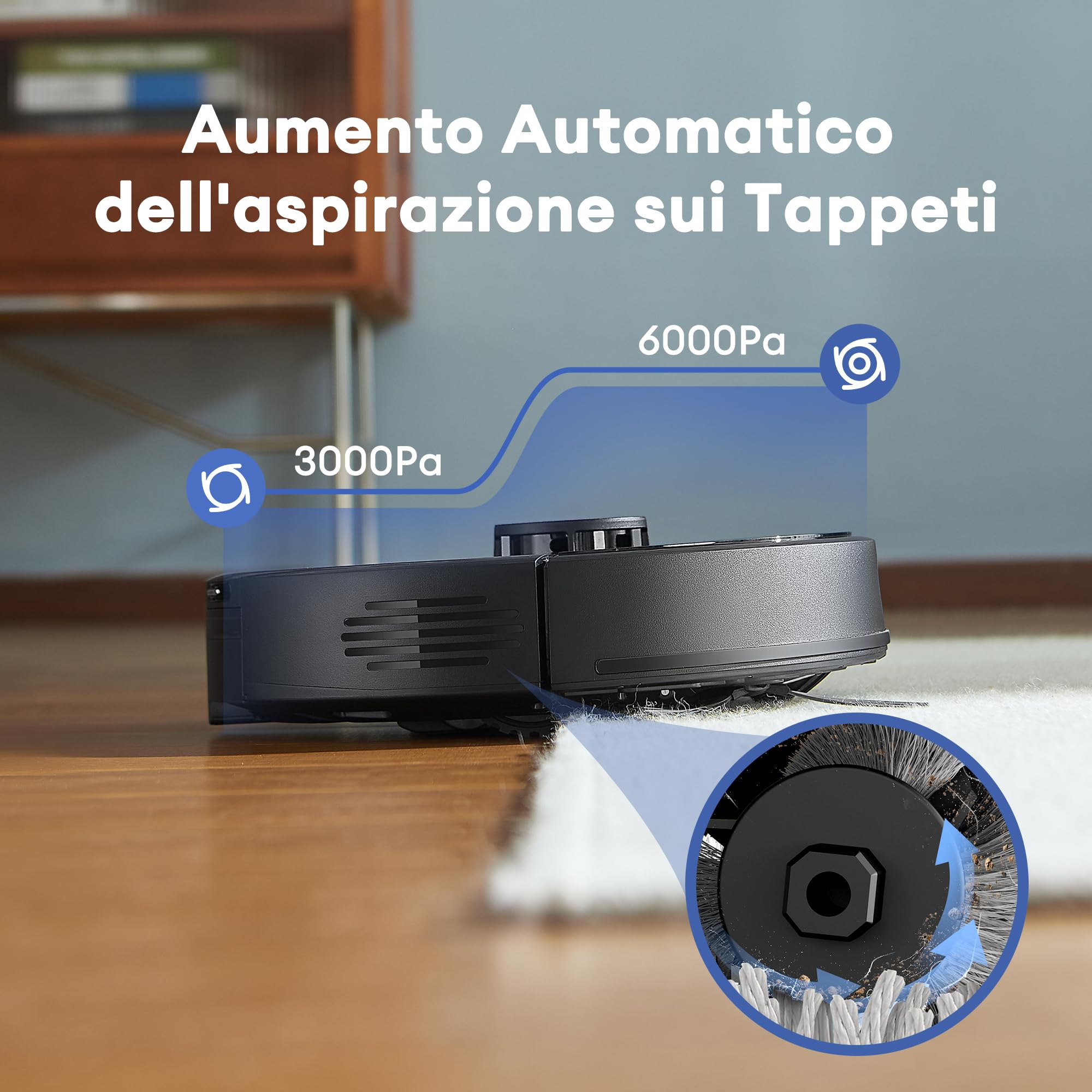 Ultenic Robot Aspirapolvere Lavapavimenti con LiDAR, 6000Pa Aspirazione Adattiva e Autonomia 150Min, Ricarica Automatica, Controllo App/Alexa, Ideale per Peli di Animali/Tappet