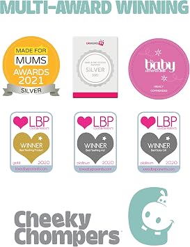 Cheeky Chompers Baby Bibs with Teether | 2 months+ Teething Bibs, Toddler Bibs | Reversible Dribble Bib & Baby Teether | Multi-Award Winning Neckerchew (Leopard & Panda, 2 Pack)