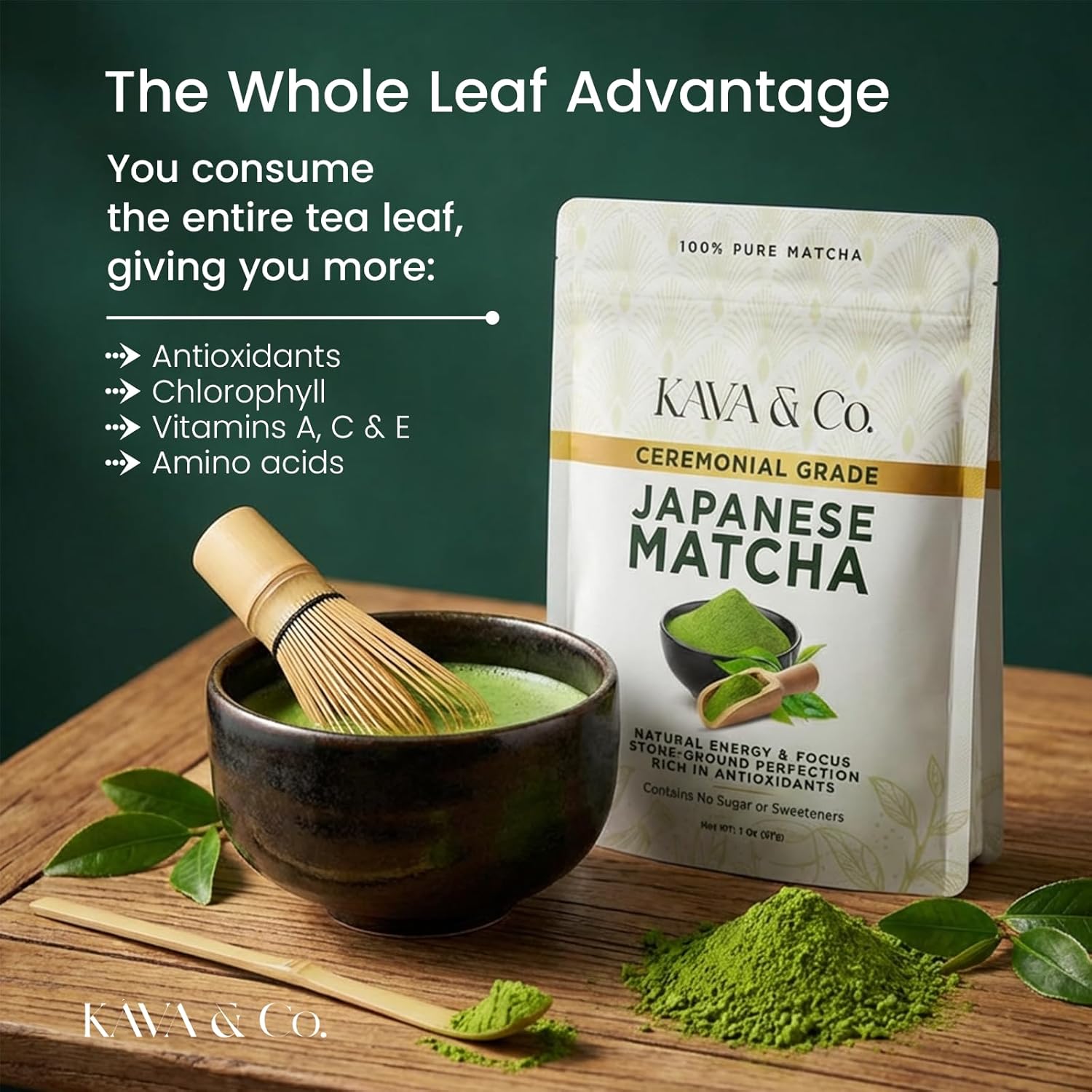 Kava & Co. Ceremonial Grade Japanese Matcha Green Tea Powder