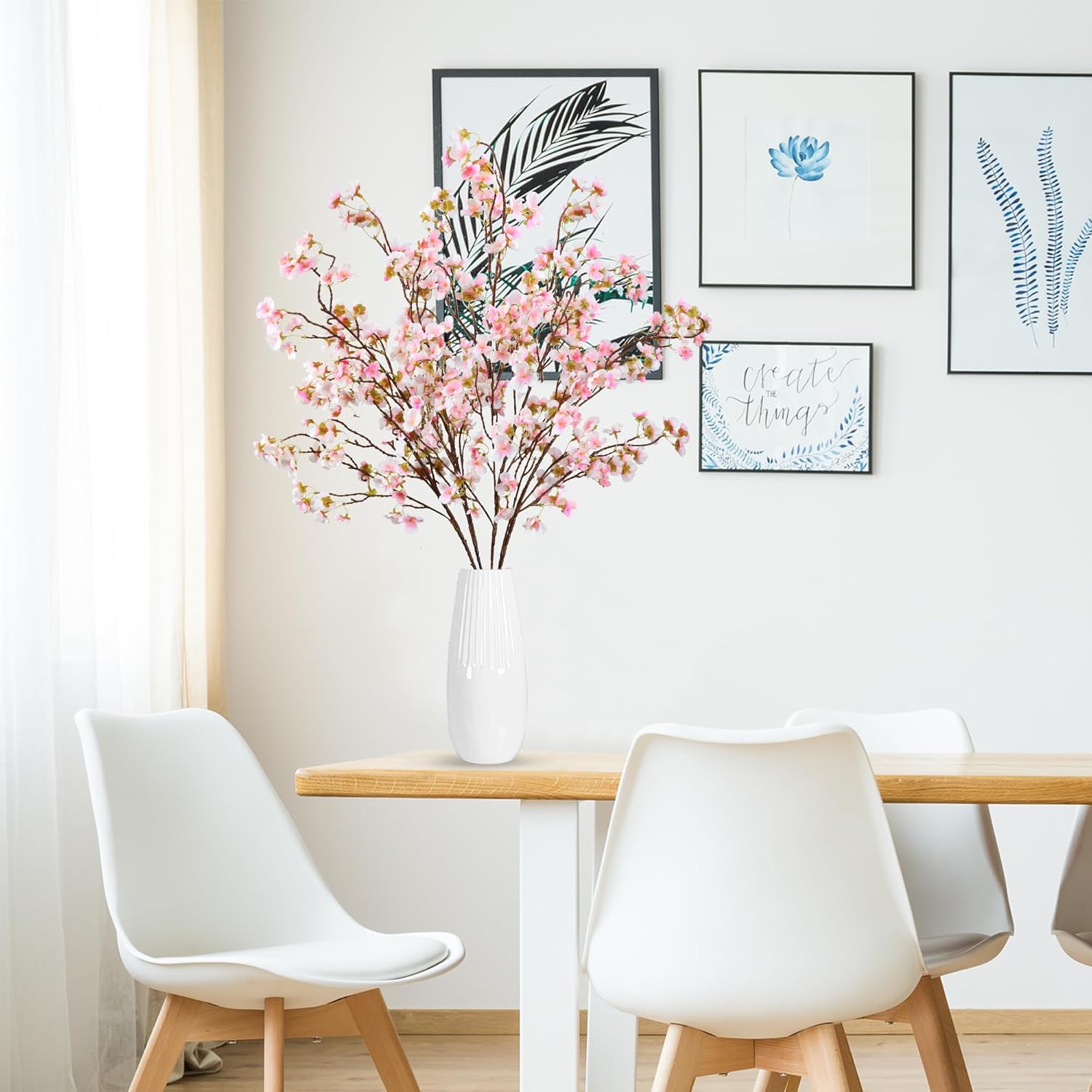 Sggvecsy Artificial Cherry Blossom Flowers 4 Pcs Faux Cherry Blossom Stems Faux Silk Cherry Blossom Branches 41’’ Fake Flowers Long Stems for Vase Arrangements Home Wedding Table Decor (Pink) - Image 3