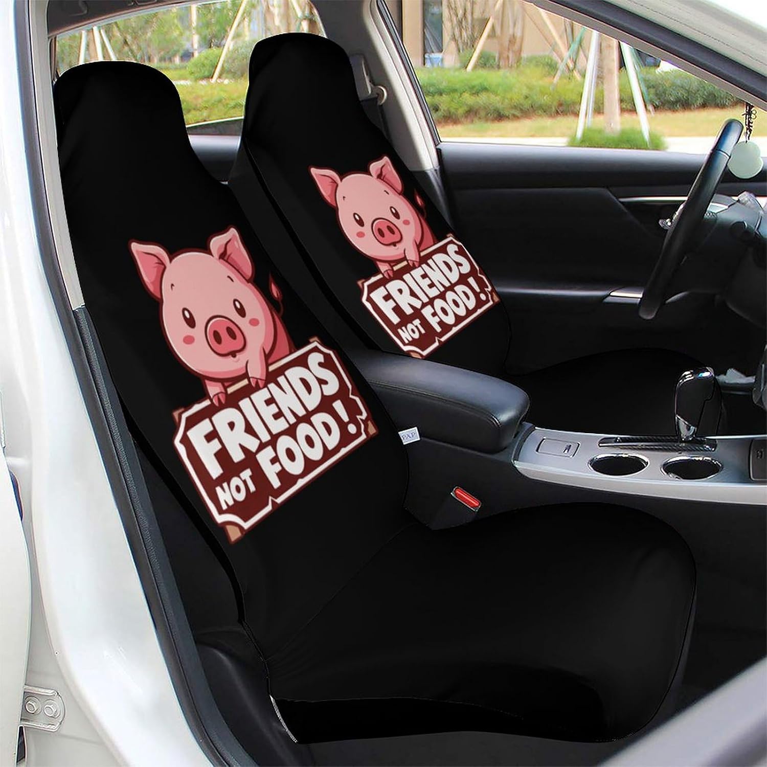 Friends NOT Food Piggy Car Seat Covers Automotive Seat Covers Car Seat Protector Auto Front Seats Protector for Most Cars 1PCS