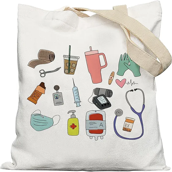 YeiHe Nurse Tote Bag, Nurse Gifts Canvas Tote Bags for Women, Nurses Week Gifts, Nursing Reusable Grocery Shopping Bags
