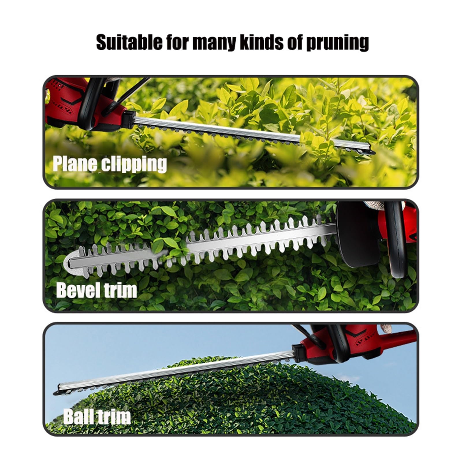 Tondeuse à gazon, Taille-haie sans brosse taille-haie fil double Action scie d'élagage coupe poignée rotative outil de jardin for batterie 18V(2Batteries)