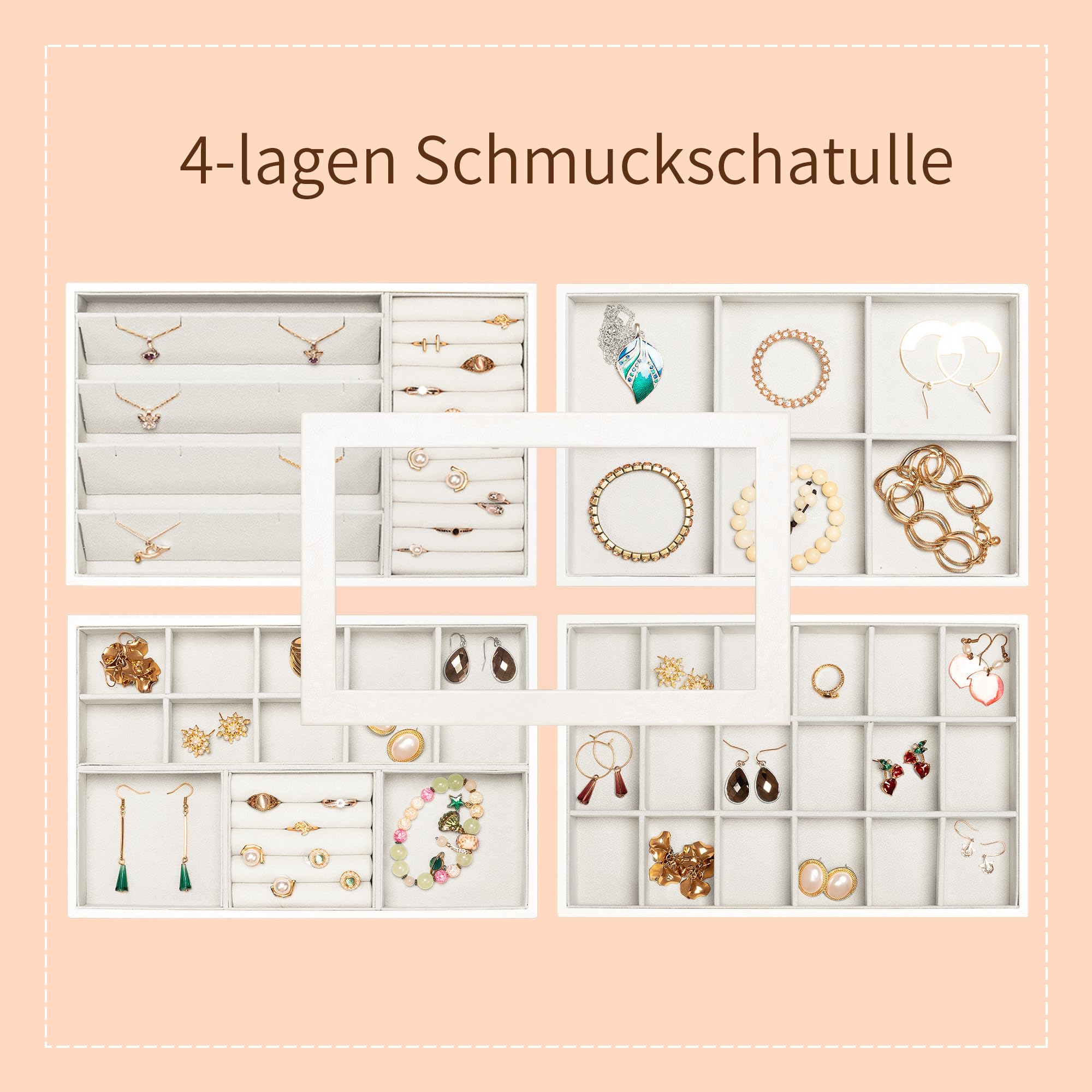 XMHome Stapelbares Schmucktablett Schmuckschatpfanne Aufbewahrung Schublade Lagerung-Schmuck Aufbewahrung Damen Schmuckschatpfe