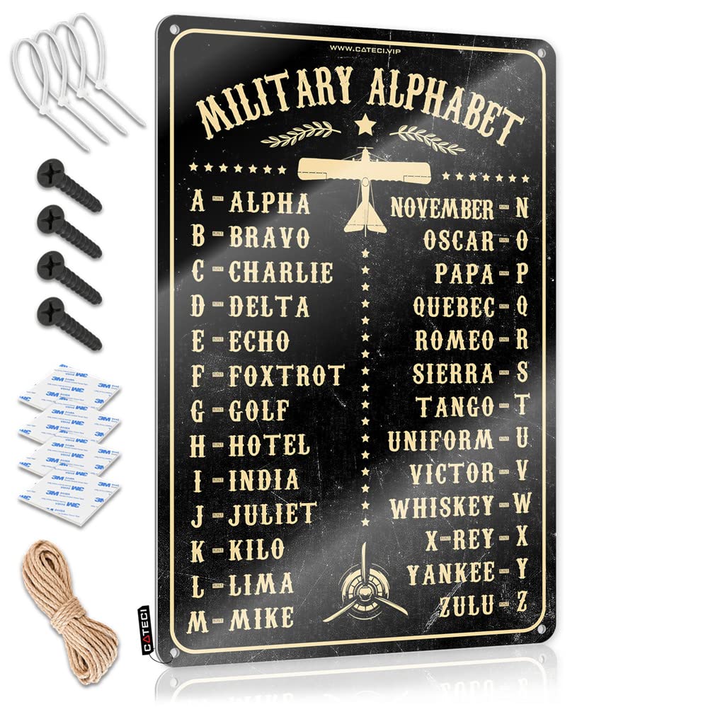 HELIOFORGE Tin Signs Military Alphabet Sign Beer Signs For Bar Funny Kitchen Signs(30X40CM)
