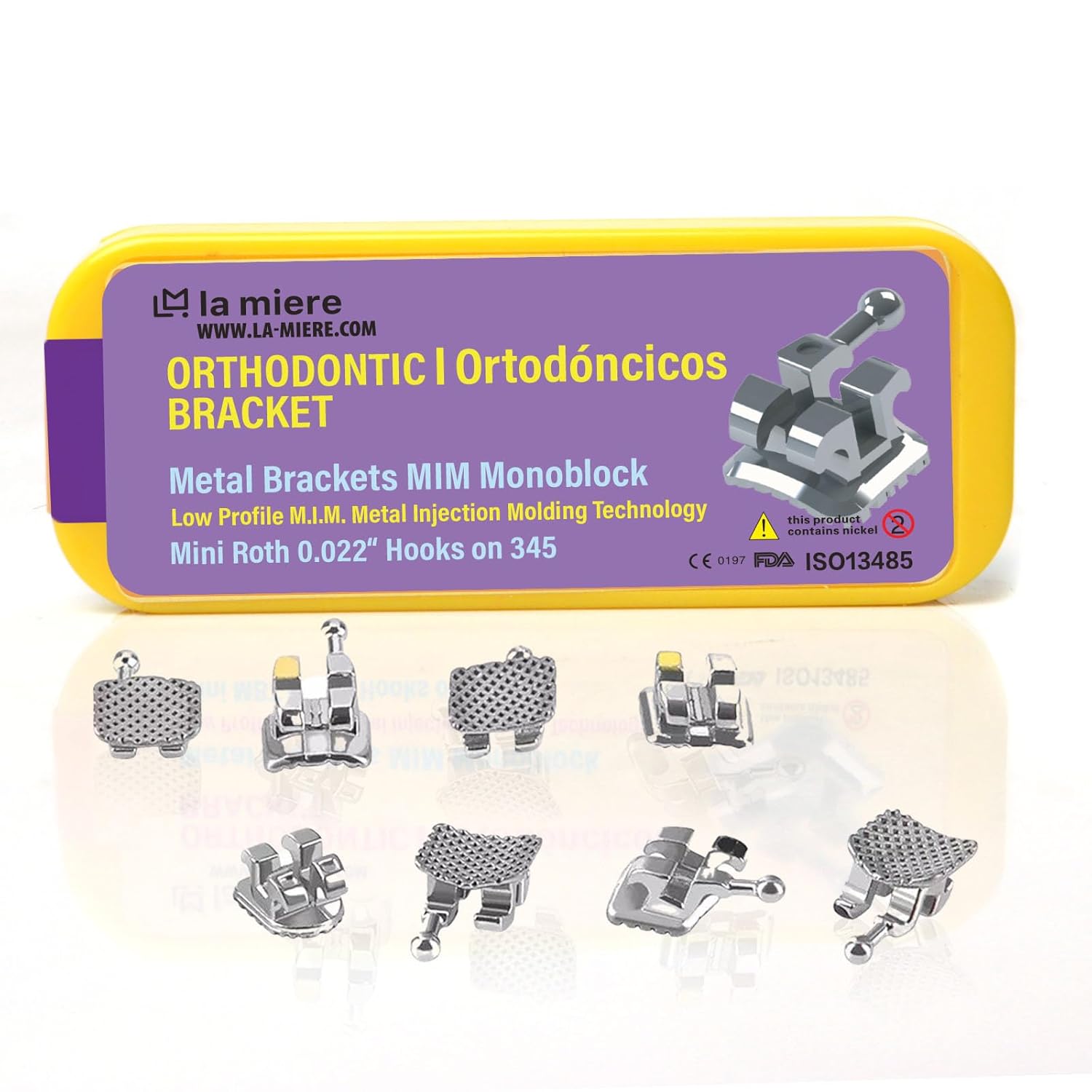 LA MIERE 20PCS Teeth Metal Braces, MIM Monoblock Brackets, 0.22 Slots 3-4-5 with Hooks 20pcs/Pack, (Roth, Mini) 1PK LA MIERE 20PCS Teeth Metal Braces, MIM Monoblock Brackets, 0.22 Slots 3-4-5 with Hooks 20pcs/Pack, (Roth, Mini) 1PK