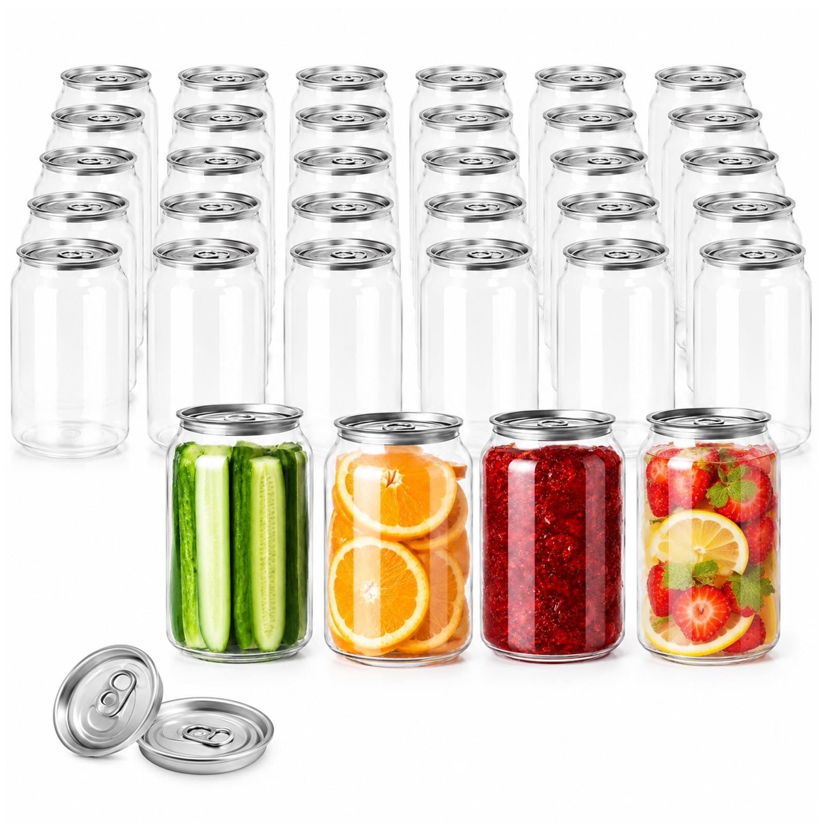 menglanchang Clear Plastic Cans With Lids, 200 Pack Food Grade Pet Beverage Containers For Can Sealing Machine, Juice, Soda, Milk Tea And Cold Drinks EasyPullLid-250ml