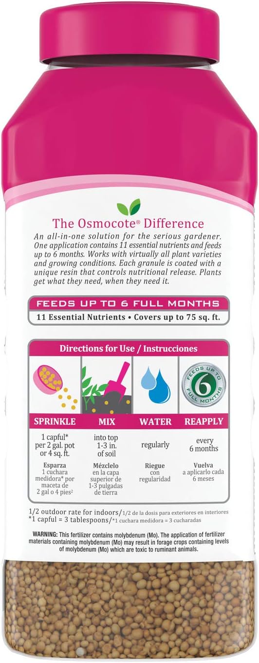 Osmocote Smart-Release Plant Food Plus Outdoor and Indoor, For Most Plant Types, In-Ground and Container Plants, Contains 11 Essential Nutrients, 2 lb.