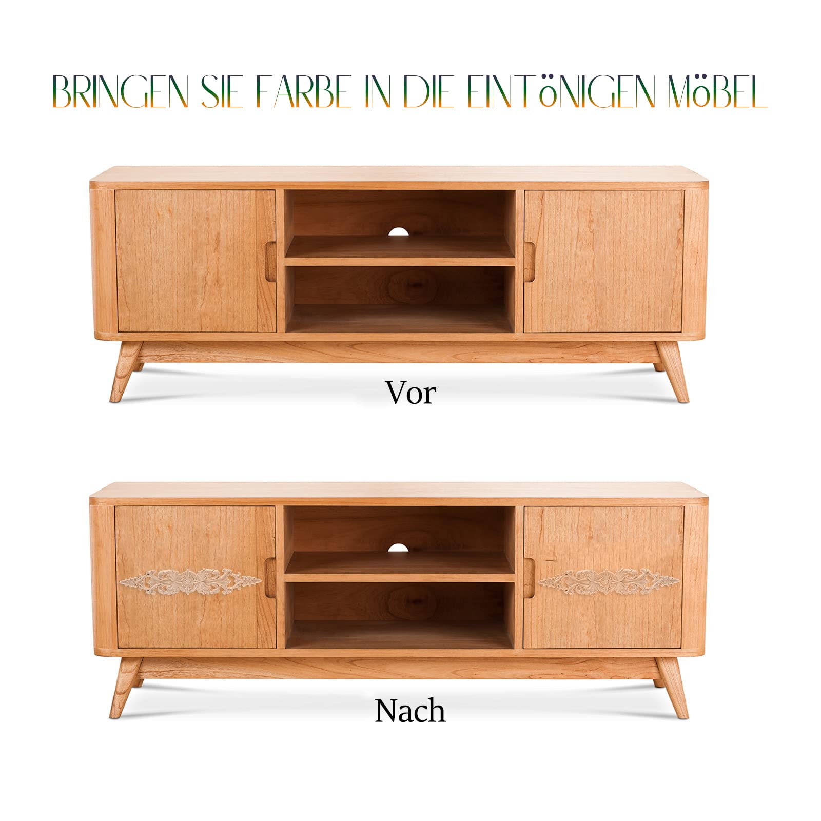 2 Appliques En Bois Sculpté Style Vintage - Décorations Meubles Maison - Design Européen - 12cm