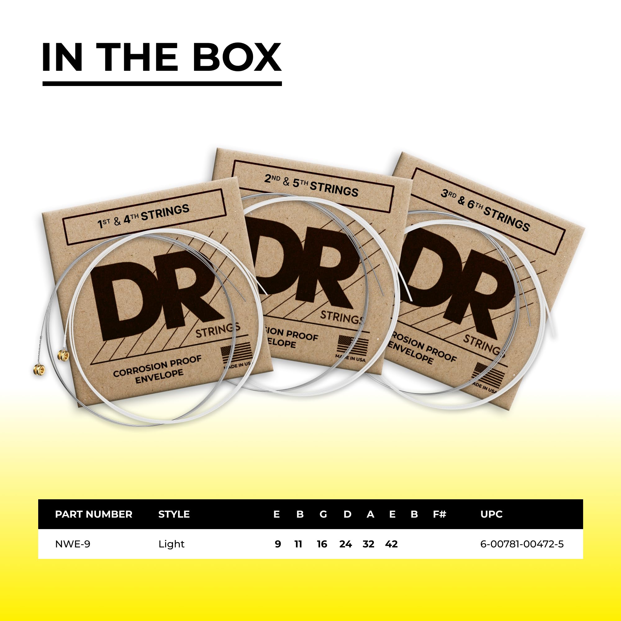 DR Strings Hi-Def Neon White Electric lLite, Wood, 9-42 - Image 4