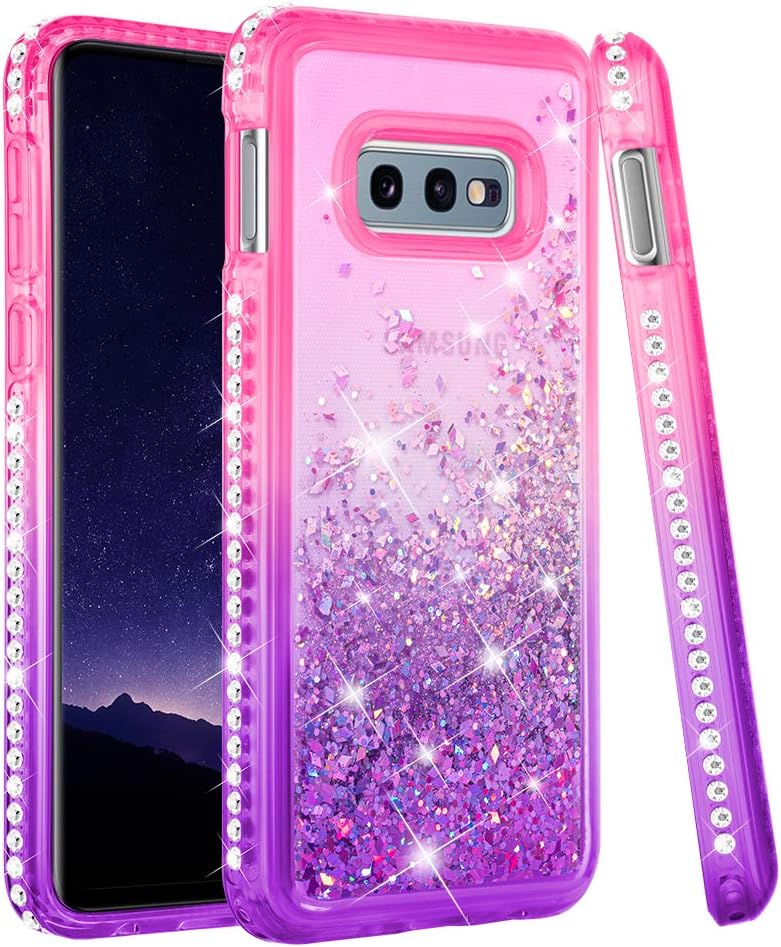 Ruky Samsung Galaxy S10e Case, Glitter Bling Diamond Rhinestone Flowing Liquid Floating Colorful Quicksand Series Soft TPU Girls Women Phone Case for Samsung Galaxy S10e (Pink Purple)