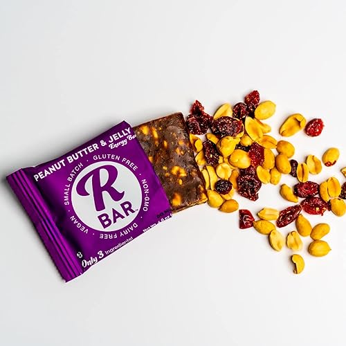 Miniatura 9 de RBar Barra energética de mantequilla de maní y gelatina a base de plantas integrales, aperitivos suaves sin lácteos y gluten, barra de proteína