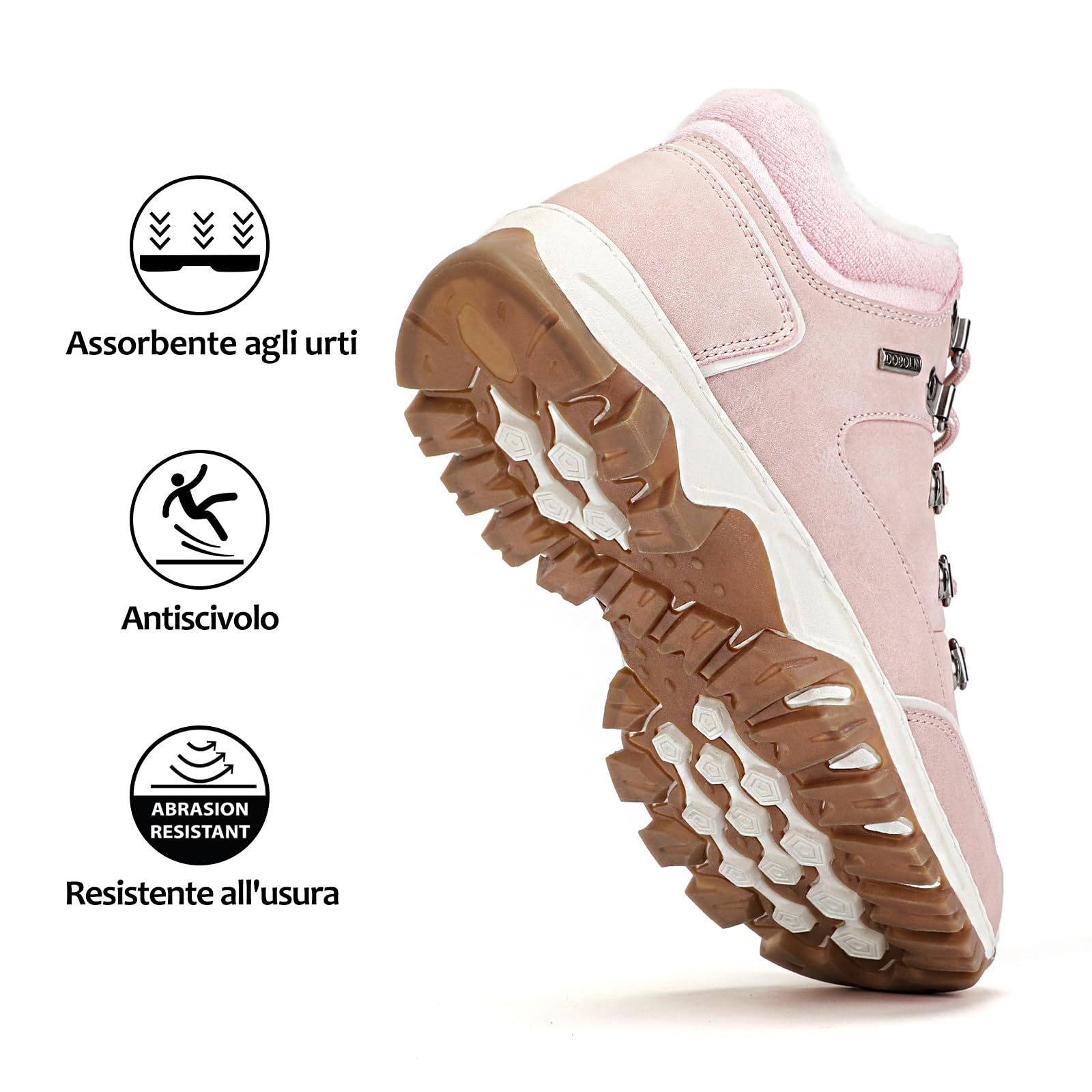 DOBOLIN Stivali Donna Inverno Scarpe da Neve Caldi Snow Boots Impermeabili Stivaletti Pelliccia Stringate Outdoor