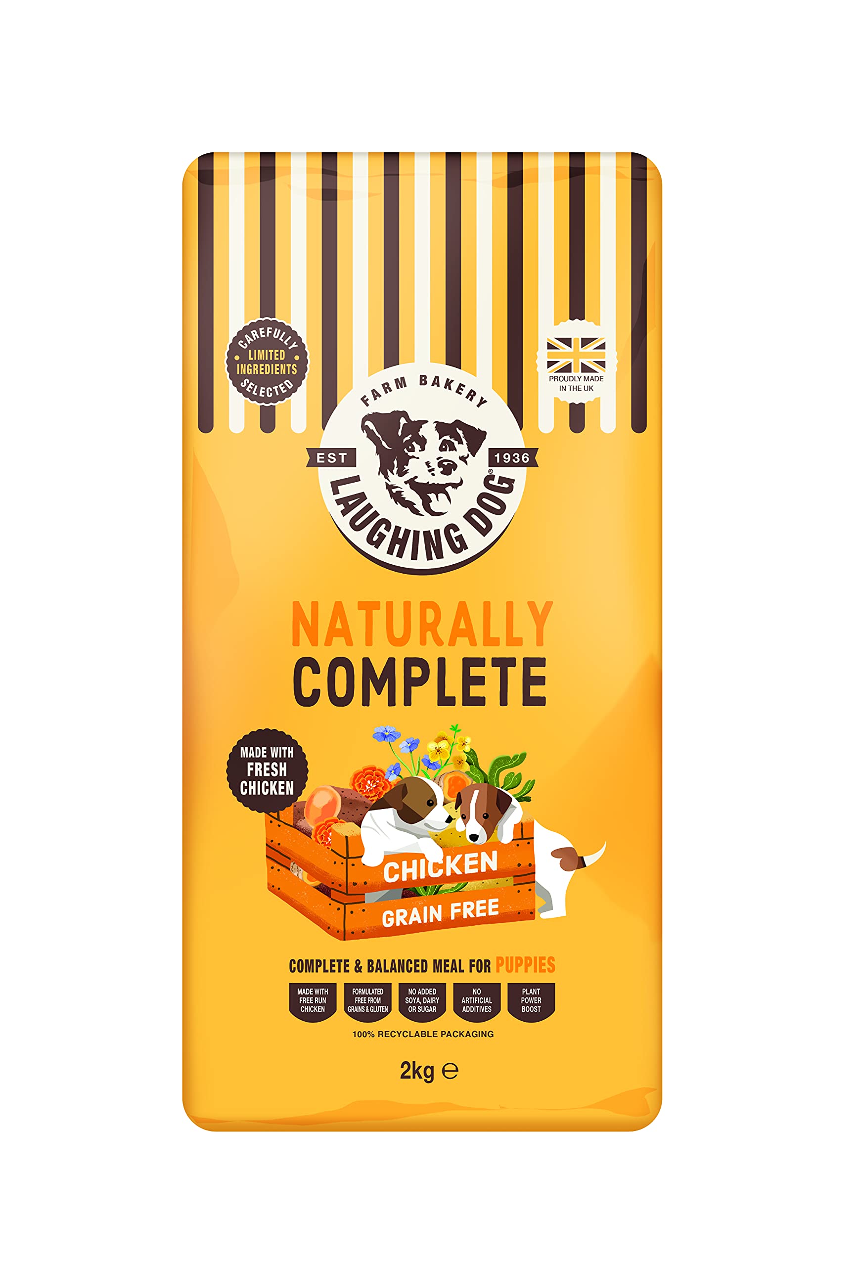 Laughing Dog - Naturally Complete Chicken Puppy Dog Food - Grain Free, Made with Fresh Chicken, Plant Power Boost, Formulated Free from Grains & Gluten, No Artificial Additives, 2KG