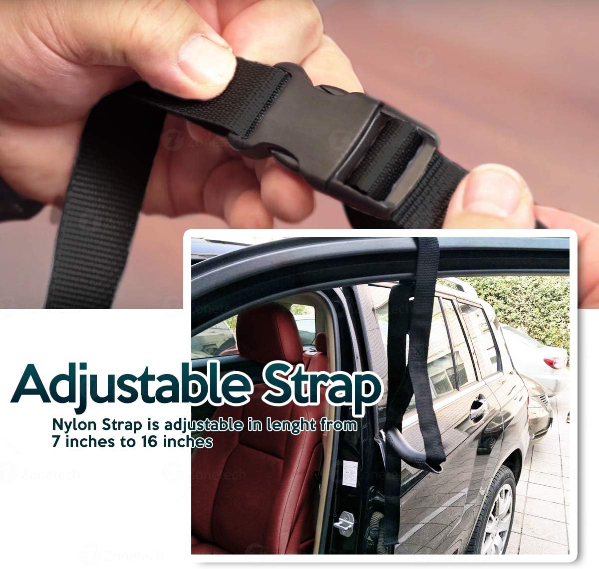 Zone Tech Automotive Standing Aid Safety Handle- Adjustable Vehicle Support Car Tool- Suitable for Elderly and Assistance- Disability Help Auto Hand Hook