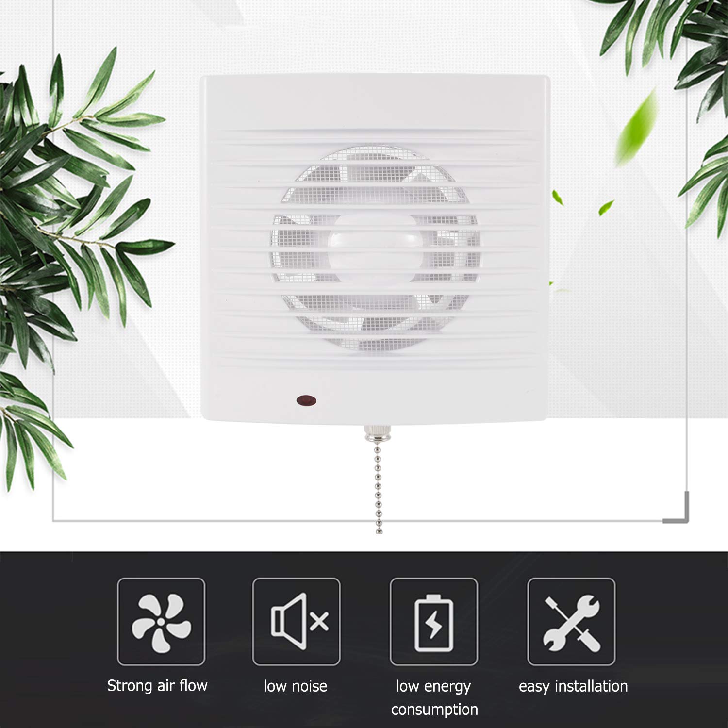 Hon&Guan 4 Inch Pull Cord Bathroom Extractor Fan 100mm Duct