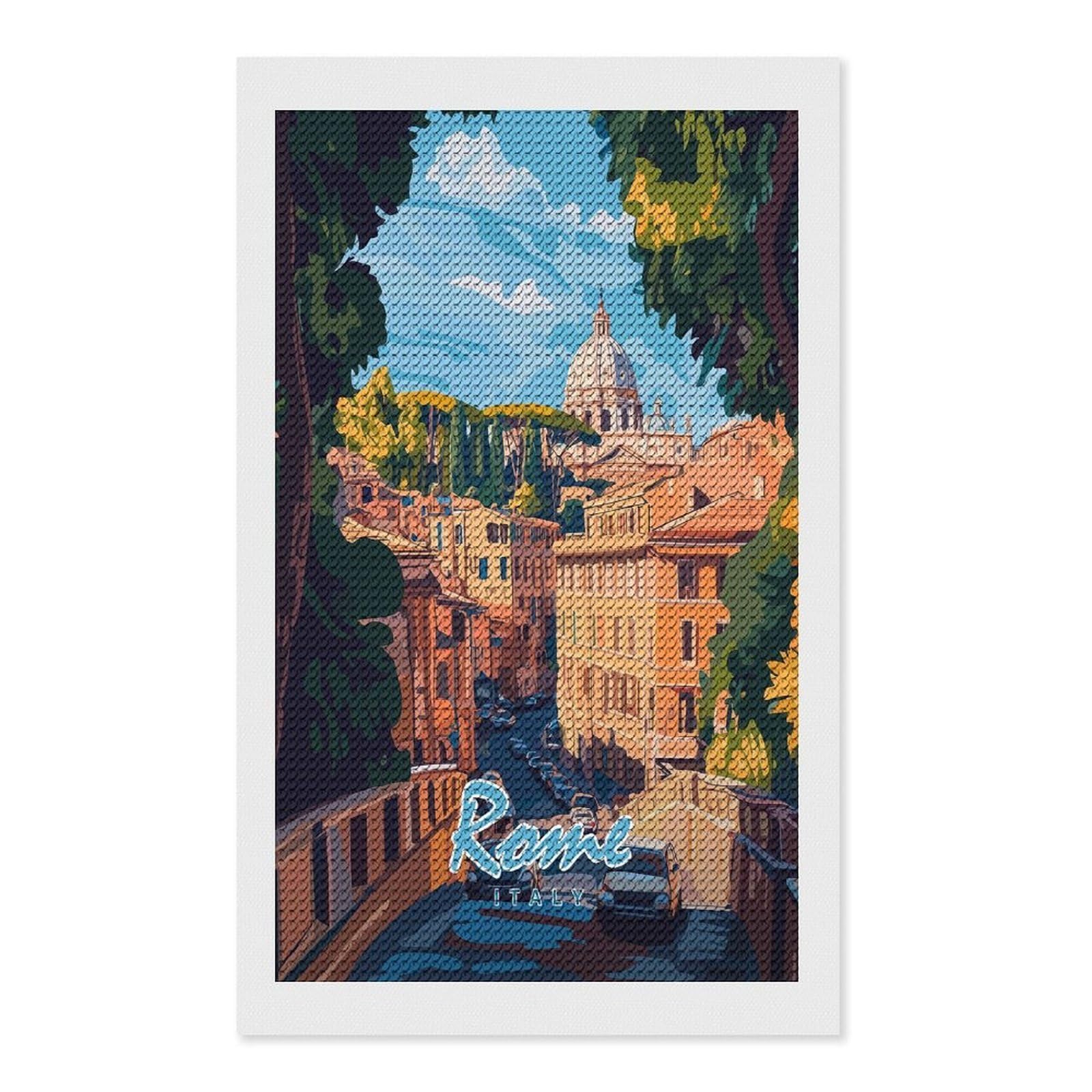 Junmoney Rome Cityscape Diamond Painting Kit 12"x20", Easy Handmade Project, Easy to Enjoy, Aesthetic Room Decor, Christmas Gift