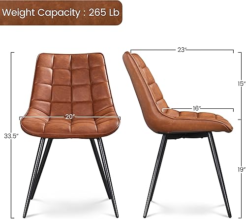 Miniatura 3 de Yaheetech Juego de 4 sillas de comedor modernas de piel sintética con respaldo de asiento acolchado para cocinasala de estar, color marrón