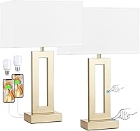 Vista 13 de Juego de 2 lámparas de mesa de noche para dormitorio, lámpara de noche táctil con USB C+A, lámparas de sala de estar regulables de 3 vías para mesas