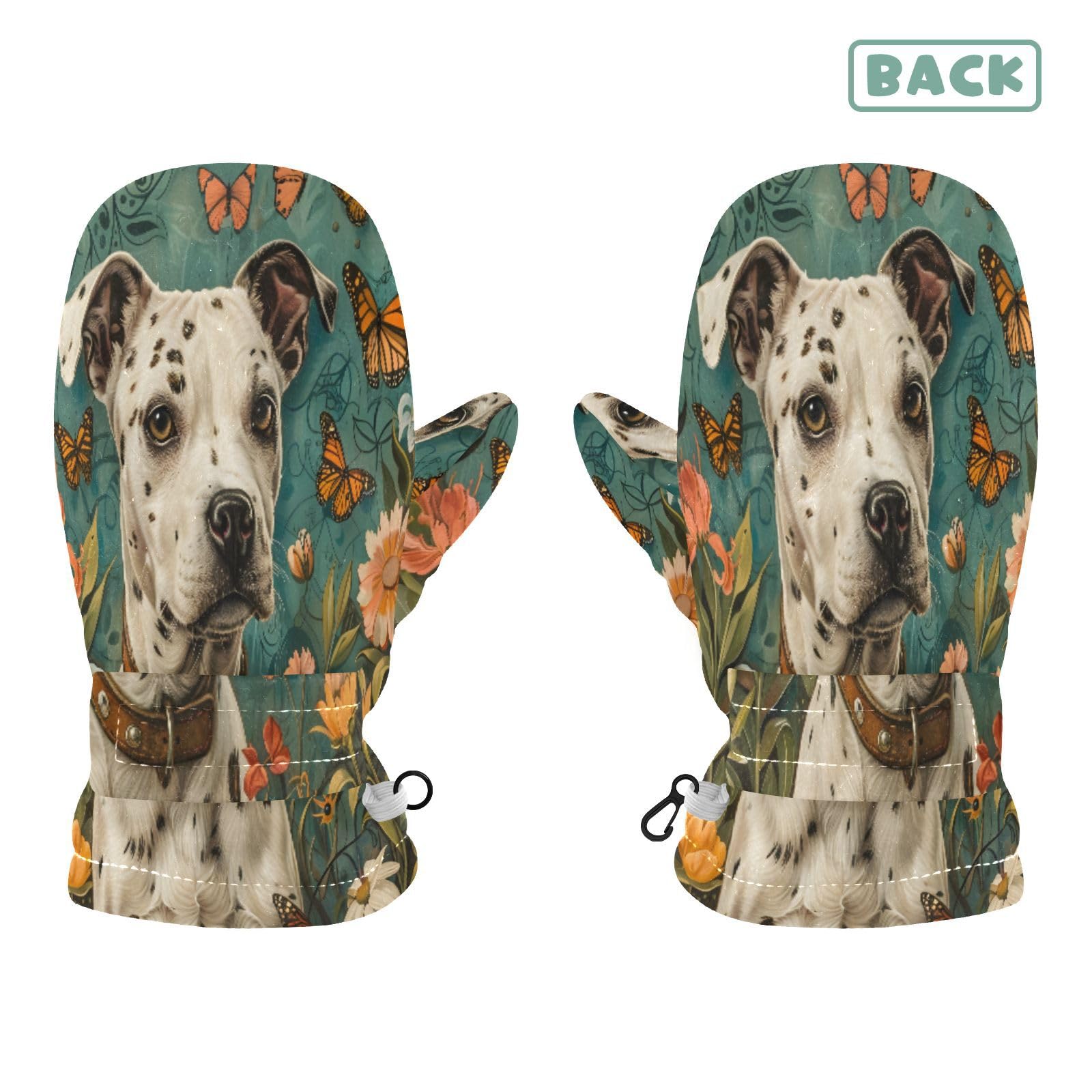 Kid's Winter Gloves Children Warm Gloves Garden Dog Butterfly for Boys Girl Age 4-6 Years