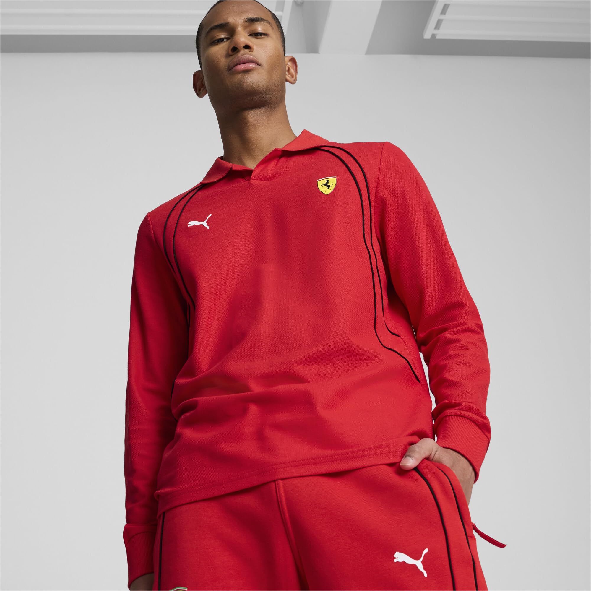 PUMA Scuderia Ferrari Formula 1 Polo da gara a maniche lunghe da uomo