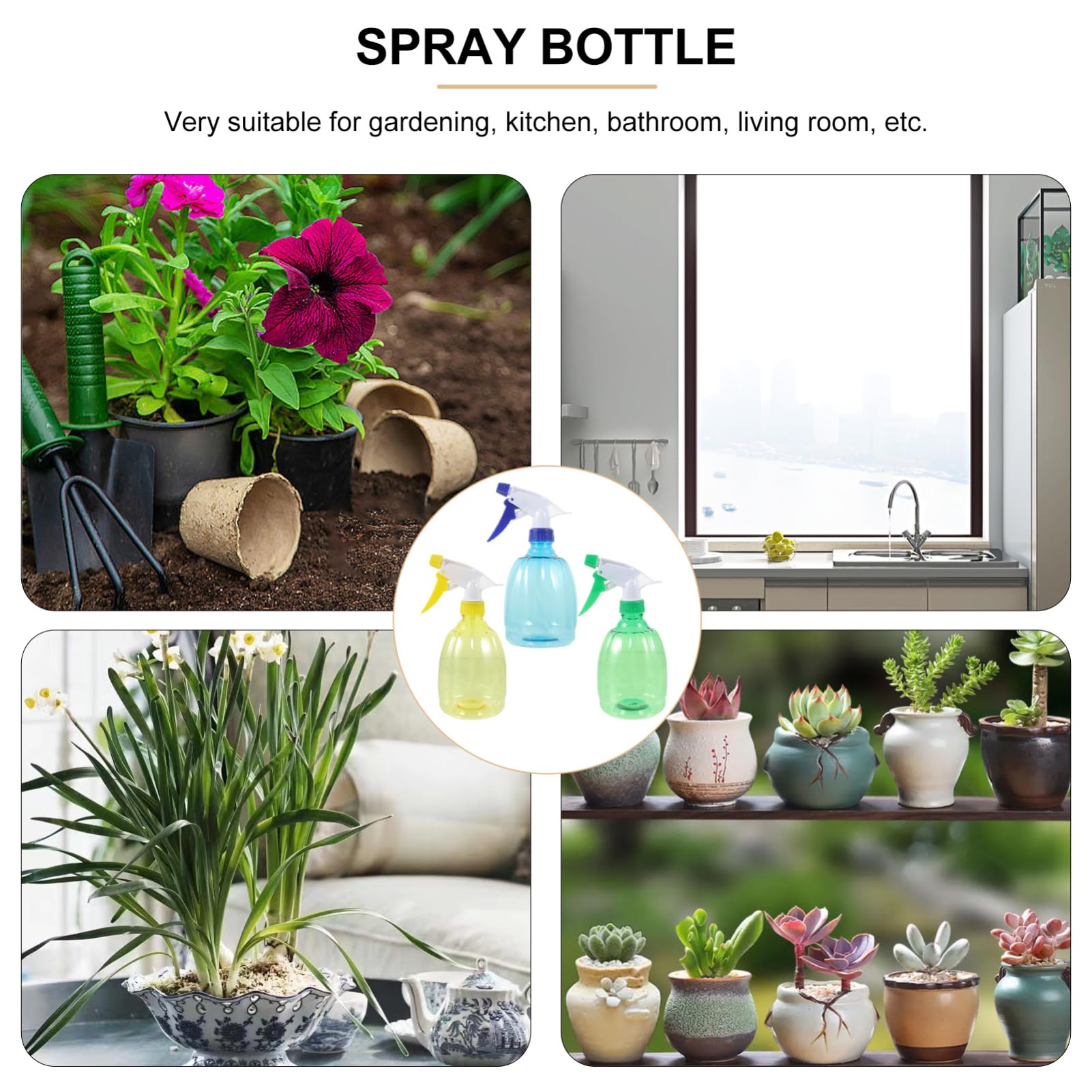 POPETPOP Lot De 3 Vaporisateurs Darrosage Réutilisables en Plastique avec Buse À Pression Réglable pour Plantes Dextérieur Et Entretien De La Maison