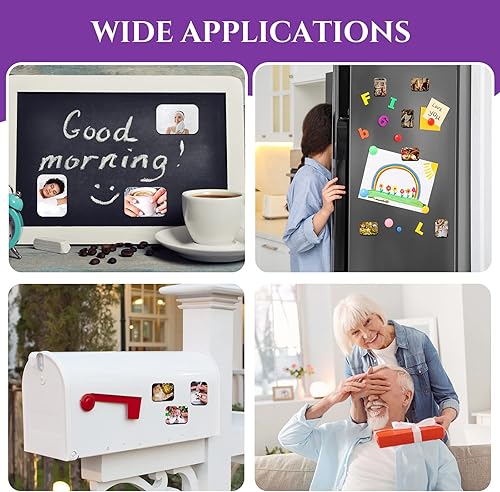 Miniatura 7 de Xuhal 96 imanes gruesos de sublimación en blanco, imanes de sublimación para refrigerador con 48 piezas en blanco cuadrados más grandes, 48 imanes