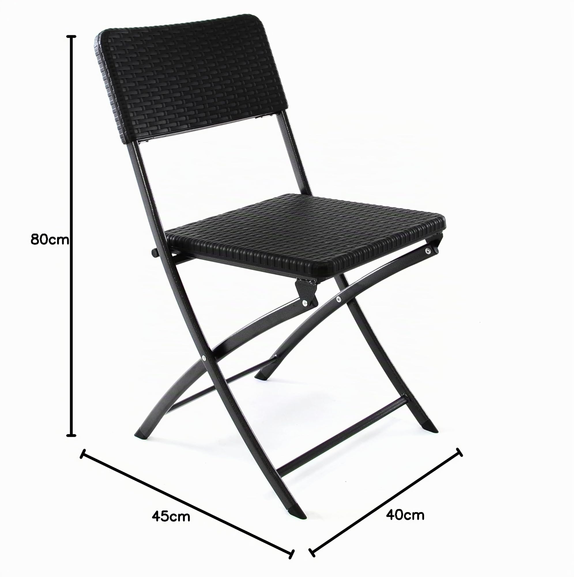 Nexos Trading 2er Set Klappstuhl 2er Set schwarz in Rattan-Optik Gartenstuhl Balkonstuhl 80 x 40 cm Campingstuhl Bistrostuhl
