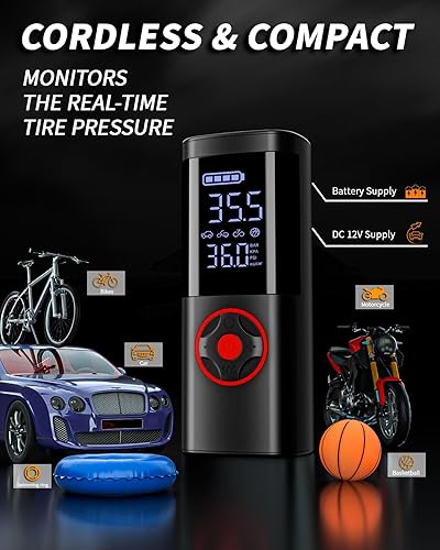 Miniatura 3 de Compresor de aire portátil del inflador del neumático, bomba de aire portátil 150PSI