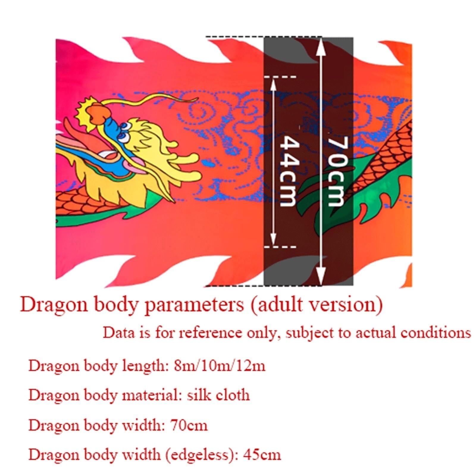 Drago Cinese per Feste Nastro Streamer Drago Puntelli Dragon Dance Altalena Fitness Cintura del Spettacoli Prop Feste Cinesi in Italia(Rot,8M)