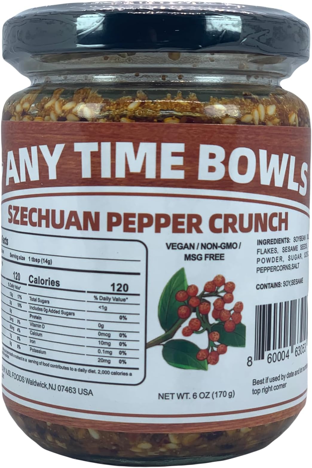Szechuan Pepper Crunch, Chili Oil with Spicy Chili Crisp, 6 Ounces