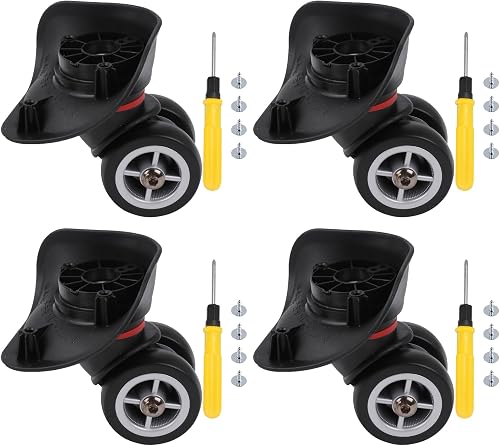 4Pcs Universal Swivel Wheel Right (Small) Suitcase Wheel (4R) 115W Series W042 Wheel Replacement Black