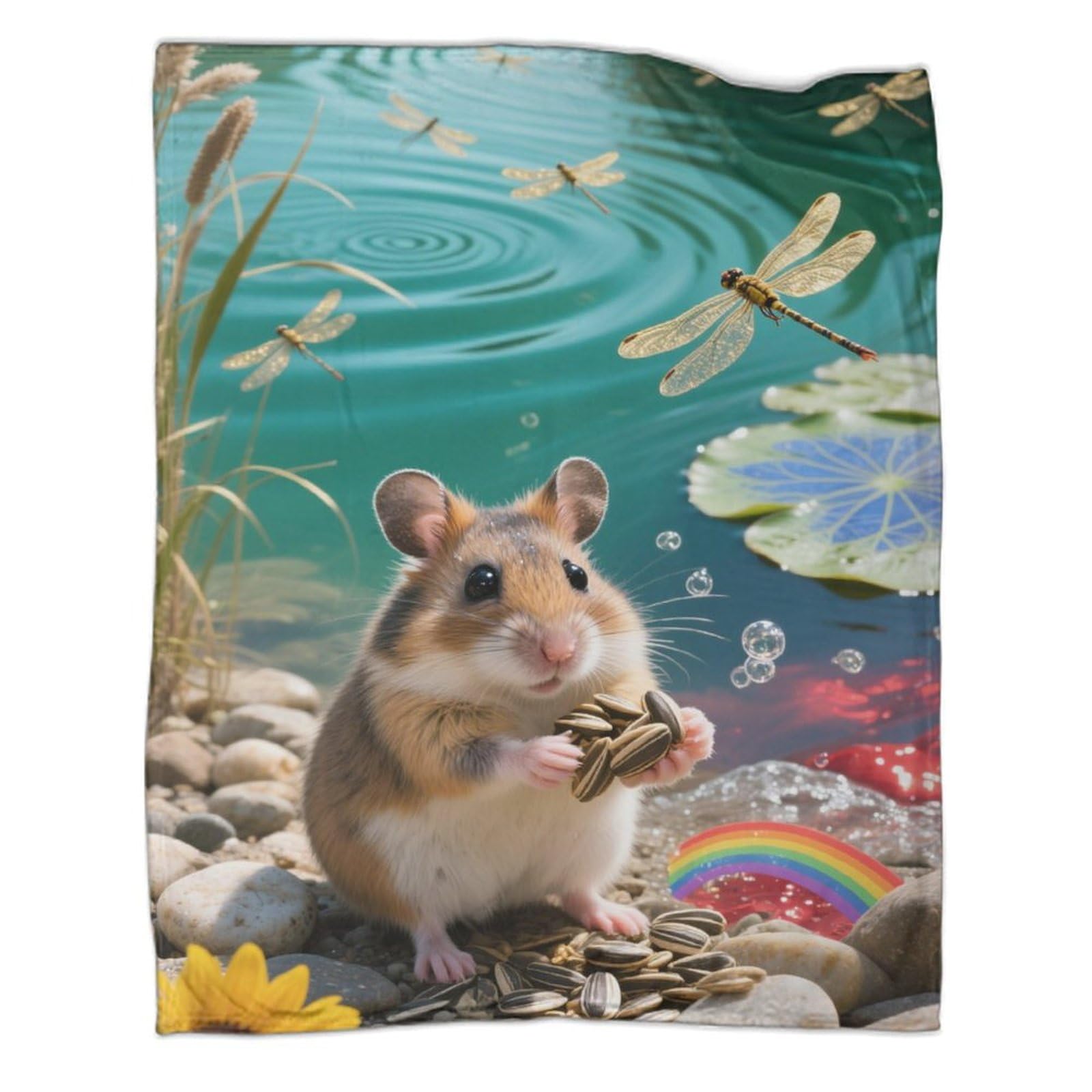 Couverture hamster 3D peluche microfibre douce chaude pour lit canapé