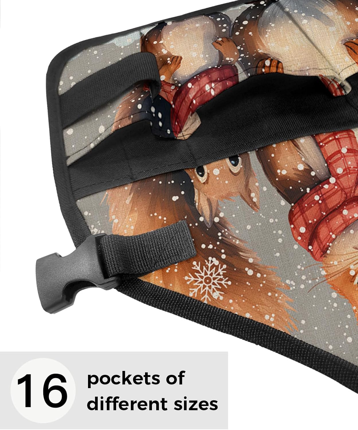 Work Apron for Men Adjustable Woodworking Apron Winter Xmas Tree Forest Snowflakes Red Tool Apron