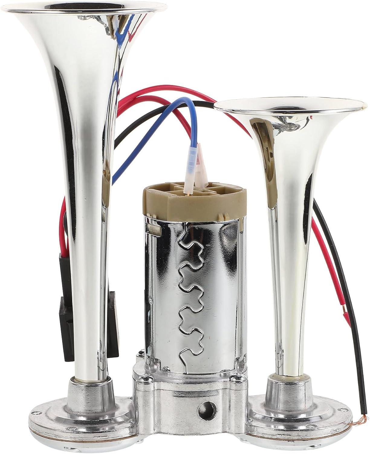 Electric Air Horn for Cars and Trucks 135db Loud Compressed Air Horn Silver 24v Universal Fit for Motorcycles, Boats, and Heavy-duty Truck Accessories