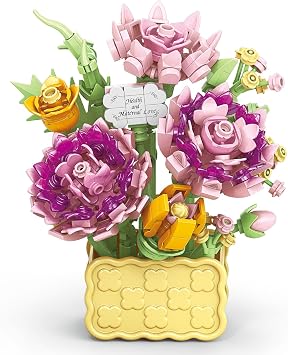 Vilbocr Mini Flower Bouquet Building Sets,Creative DIY Tiny Plants Succulent Toys Flower Bonsai Building Unique Decoration Home,for Girls Boys Adults Kids Ages Birthday Gift Carnation