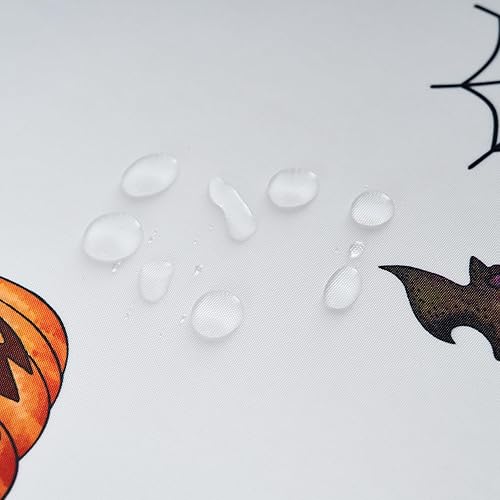 Miniatura 7 de Mantel de Halloween blanco con diseño de telaraña de calabaza, fantasma, diseño a cuadros, 60 x 102 pulgadas, rectangular, de poliéster, repelente