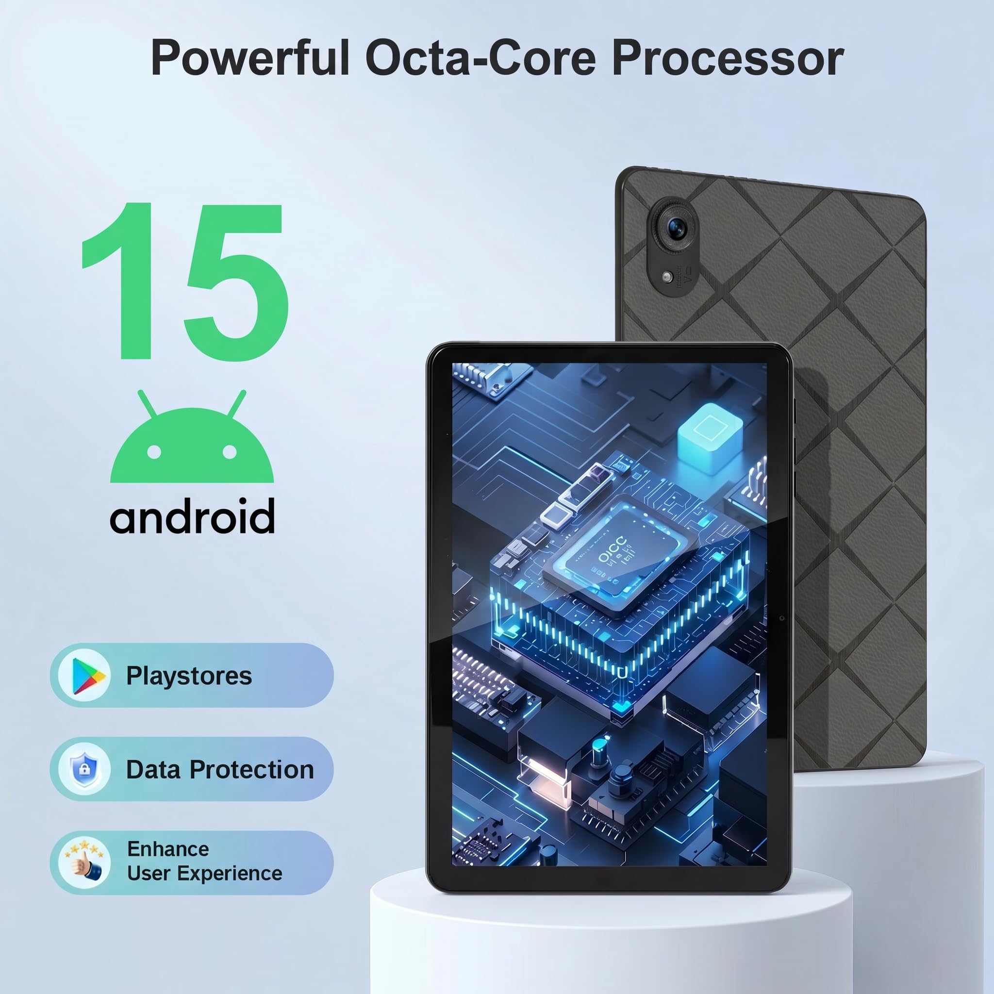 Tablet schermo HD da 10 pollici, Android 15 tablet con processore Octa-Core Ultra, 30 GB RAM+128 GB ROM(espandibile 2 TB) Wi-Fi 5G Rapido, Widevine L1, 13 MP + 5 MP, 6000 mAh, custodia inclusa