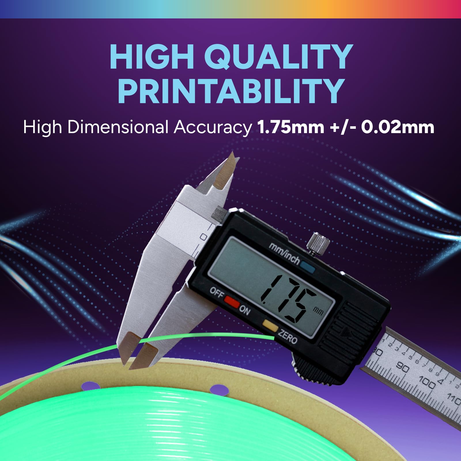 OVERTURE TPU Filamento 1,75 mm per Stampante 3D ad alta velocità Flessibile High Speed TPU 1kg(2.2lbs), Precisione Dimensionale +/- 0.02 mm (Luminous Verde)