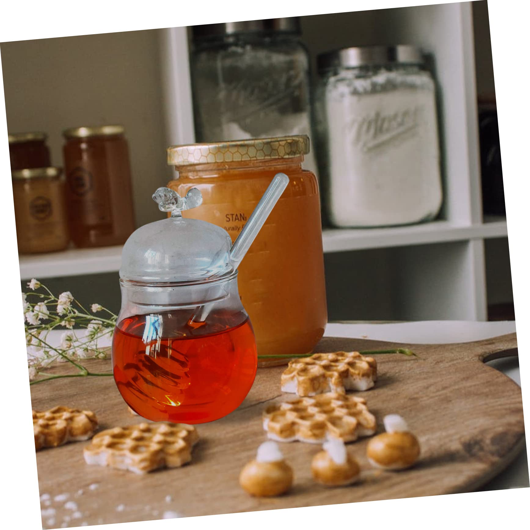 Ciieeo 1Set Kitchen Honey Storage Jar with Stirring Rod Honey Pot Honey Jar for Storing Honey for Home Kitchen and Decoration