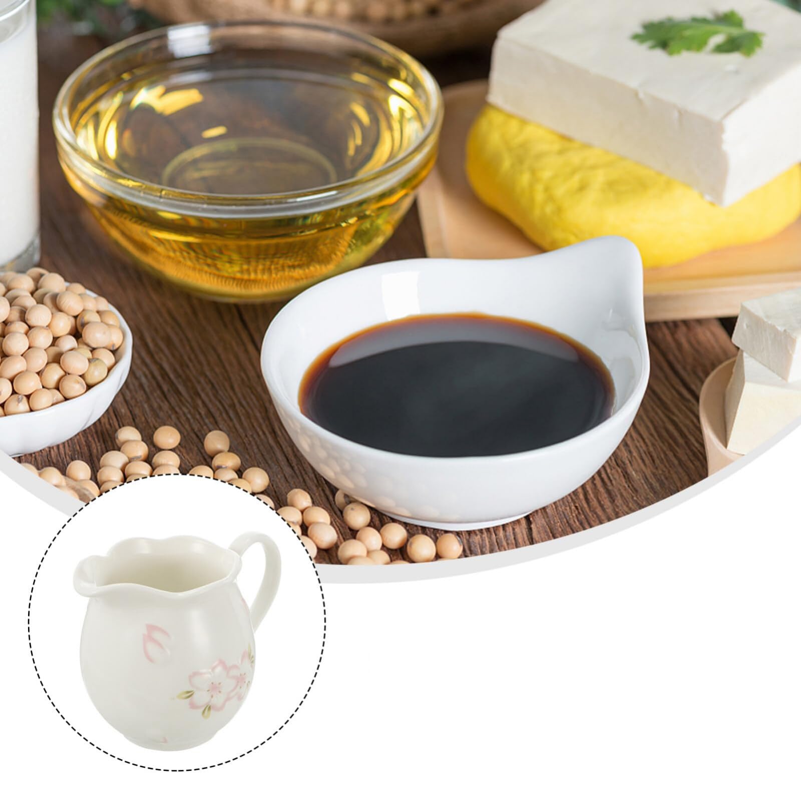 Pot à crème en céramique pour Faire mousser Le Lait, pichet pour Sauce à café, pichet à Expresso, Tasse en céramique, pichet à Sauce, verseur de Lait, céramique avec Couvercle, sucrier, Blanc