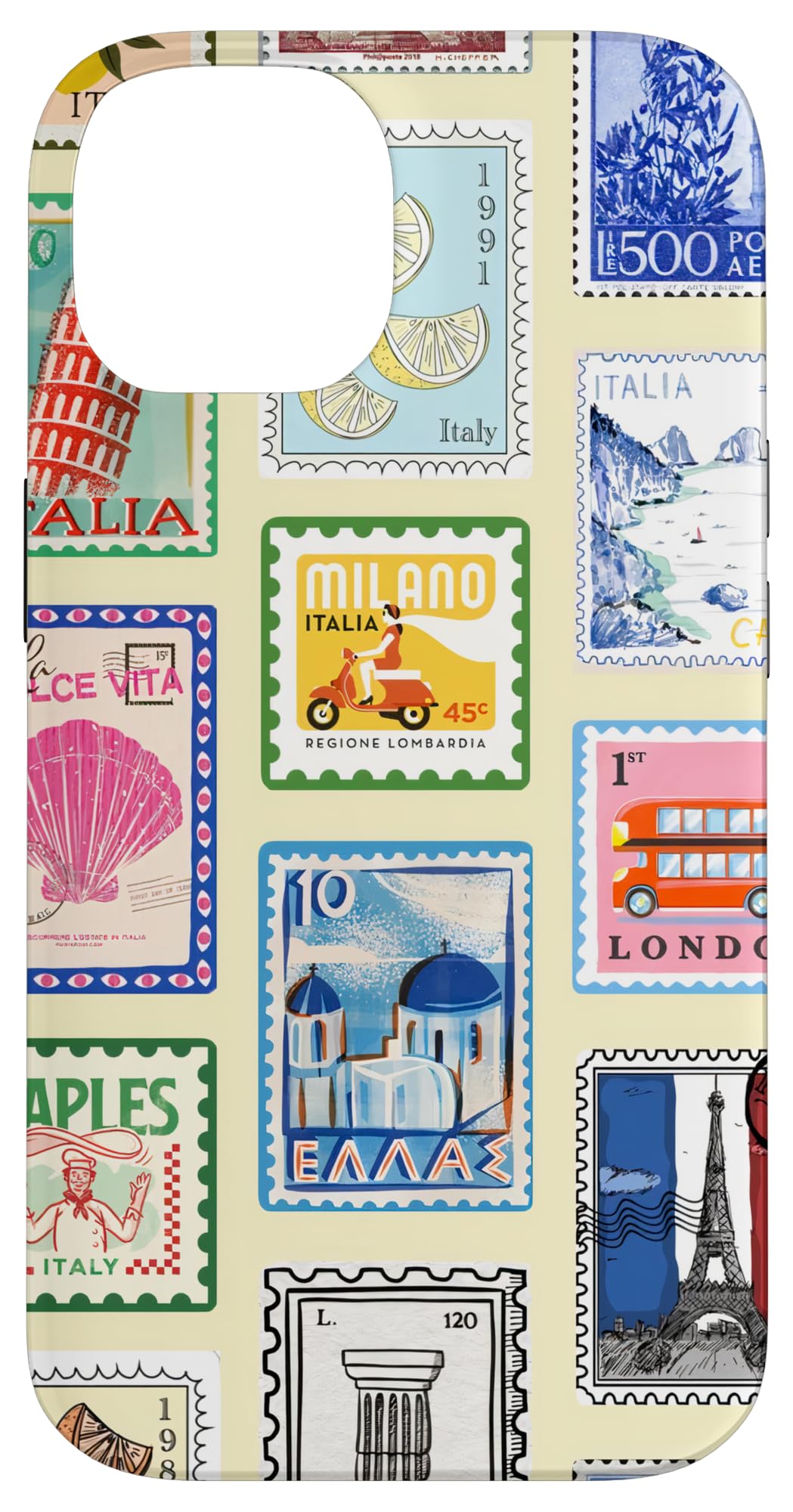 World Travel Stamp Summer Passport Italy London Paris Case for iPhone 14