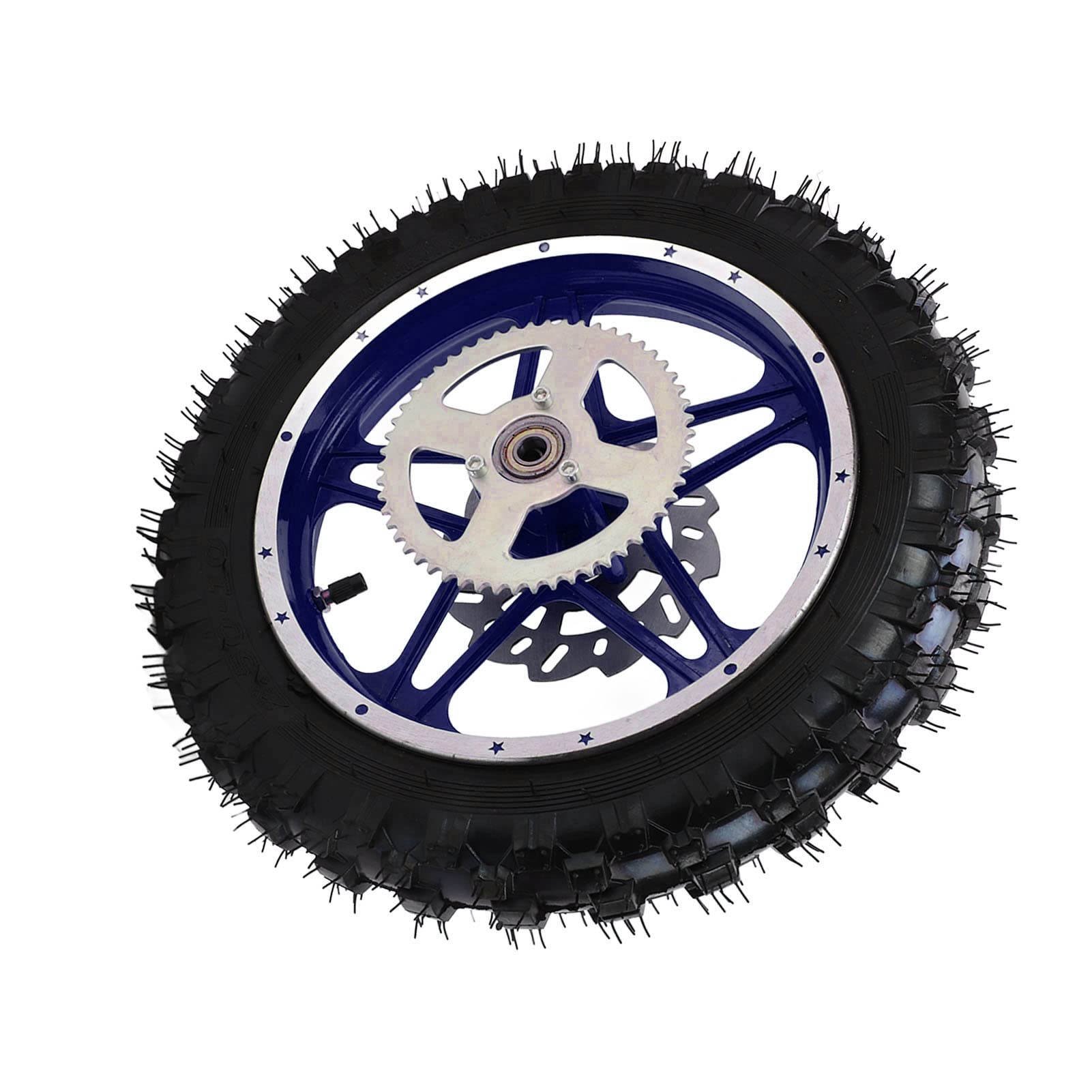 Ensemble de Roue Arrière de 2,5 à 10 Pouces avec Pneu Antidérapant pour Moto Tout-terrain, Dirt Pit Bike, Bleu