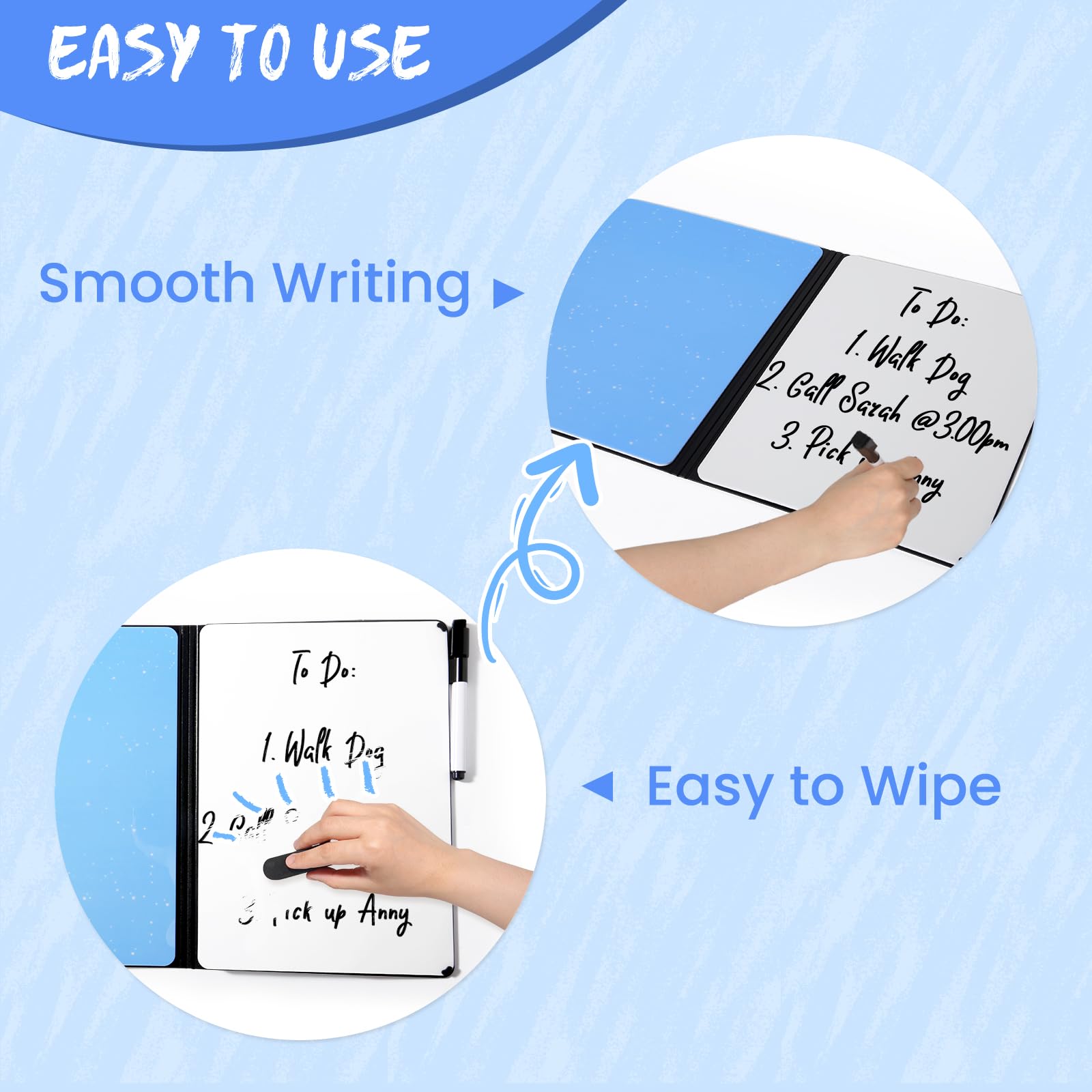 AGM Mini tableau blanc double face A4 portable effaçable à sec avec stylo, tableau blanc de bureau pour étude, réunion, brouillon, notes, gribouillage